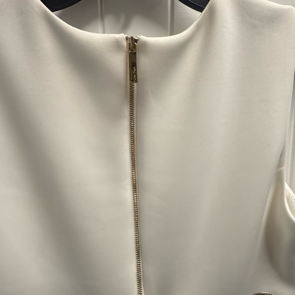 NWT Calvin Klein Women's Black White Gold Colorblocked Sheath Dress ~Size 8 - Picture 10 of 13